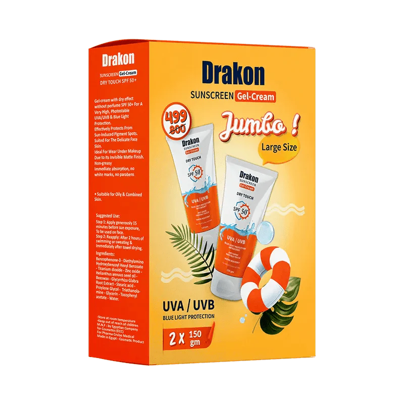 Drakon® Sunscreen gel Dry Touch Jumbo SPF 50+ /150 ML X2 Promo pack